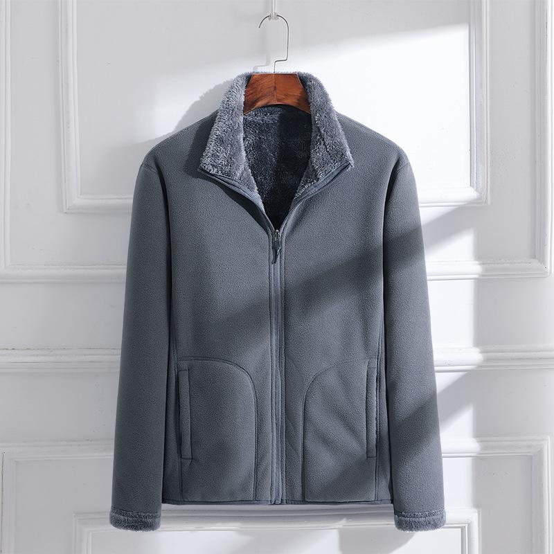 Unisex Reversible Fleece Jacket: Thickened Velvet Windsheeter with Polar Fleece Inner, Perfect for Autumn and Winter