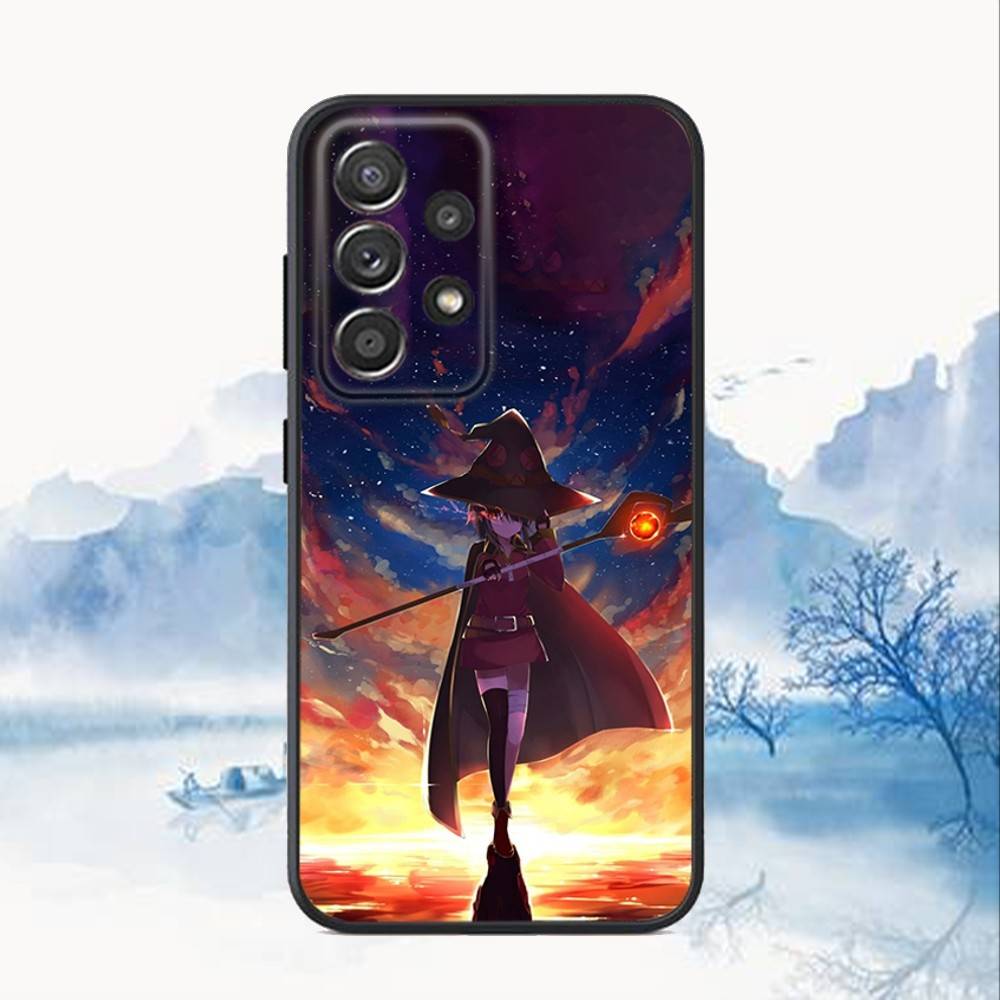 Megumin Anime K-KonoSubaS Phone Case For Samsung S25,S24,S21,S22,S23,S30,Ultra,S20,Plus,Fe,Lite,Note,10,9,5G Black Cover
