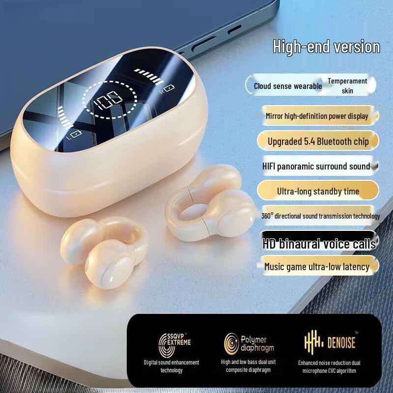 X51 Wireless Bluetooth Earphones: Clip-On, Noise-Cancelling, Long Battery Life, Comfortable Fit for Running and Sports Calls.