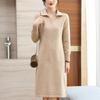 Solid Color Mid-length Knitted Dress for Women Casual Knitted Knitted Sweater Dress for Autumn and Winter Pullover