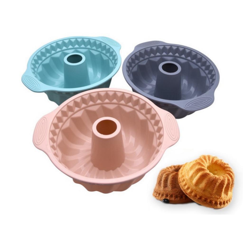 9.5 Inch Silicone Cake Pans, Non-stick Fluted Cake Pan With Sturdy Handle, Cake Baking Molds, Perfect Bakeware For Cake, Gelatin, Bread, Gelatinas