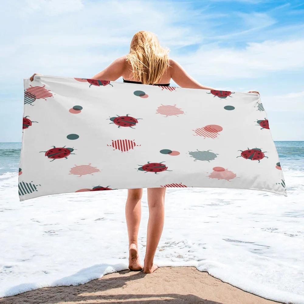 Ladybug Beach Towel Microfiber Cartoon Insect Bath Towel Quick-dry Swimming Cover Soft Portable Camping Sport Spa Travel Towels