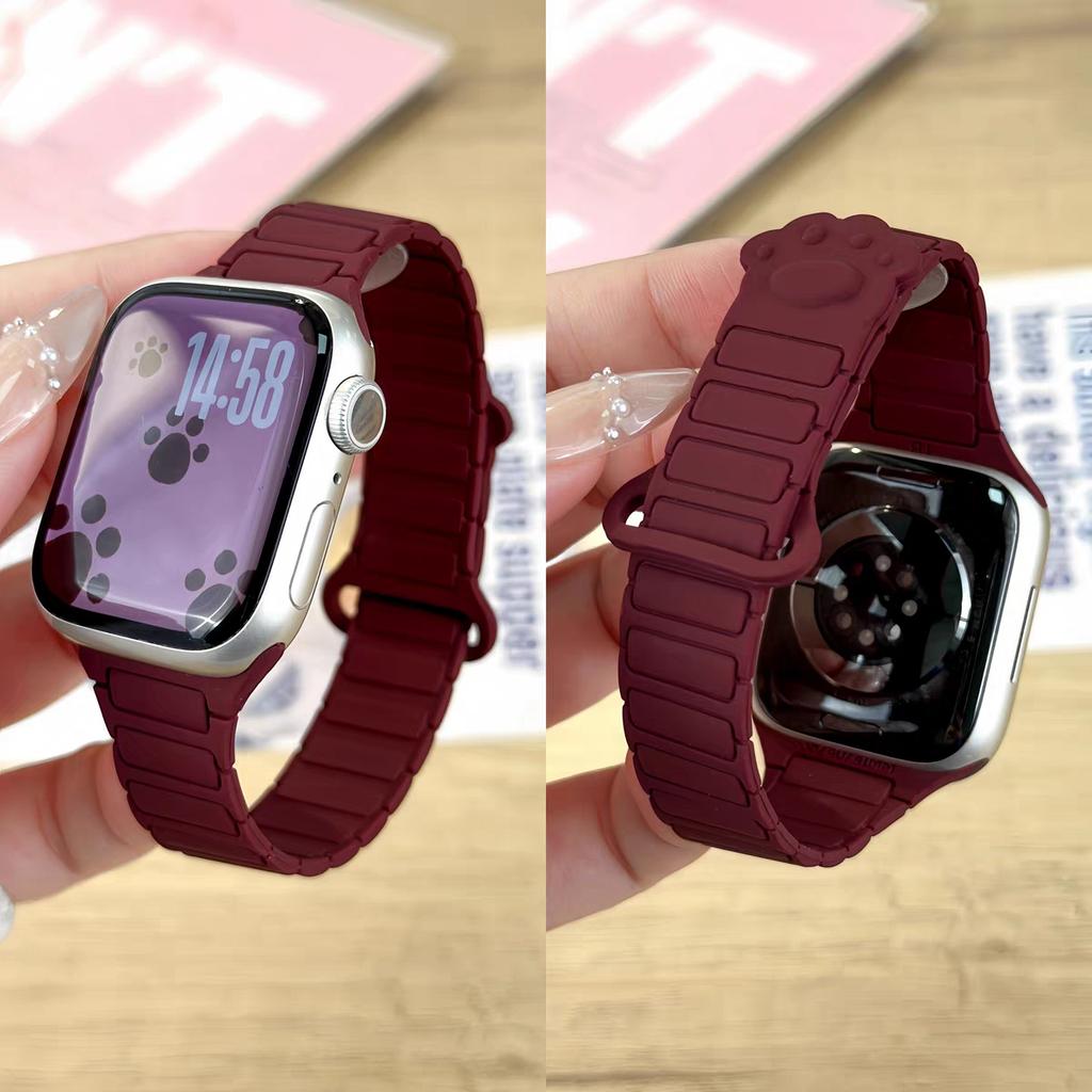 Magnetic Silicone Band for Apple Watch Ultra 3 2 49mm 46mm 42mm 45mm 44mm 40 41mm Strap IWatch Series 11 10 9 8 7 6 SE Bracelet