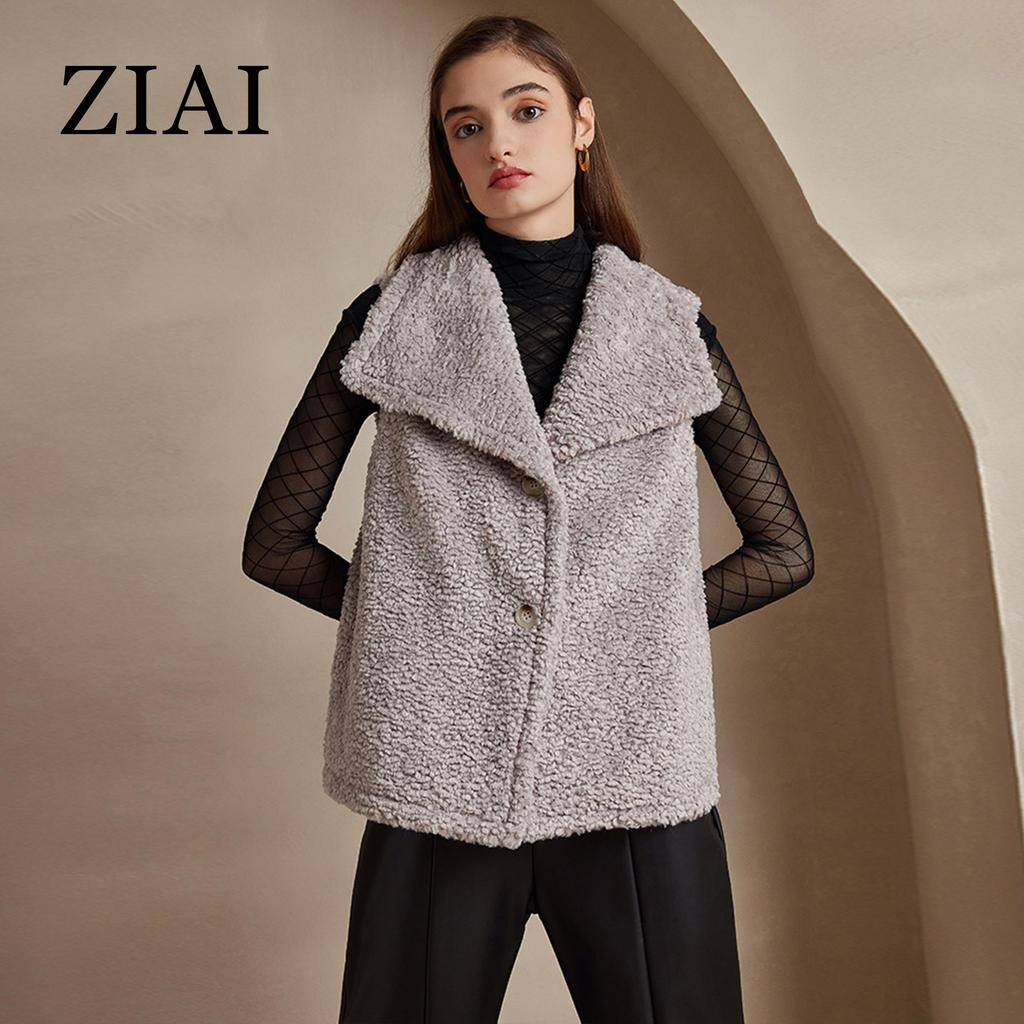 ZIAI Women's Vest Teddy Coat Sleeveless Vest Coat Solid Fleece Fur Jacket Stylish Female Thick Warm Casual Parka Trend 20346