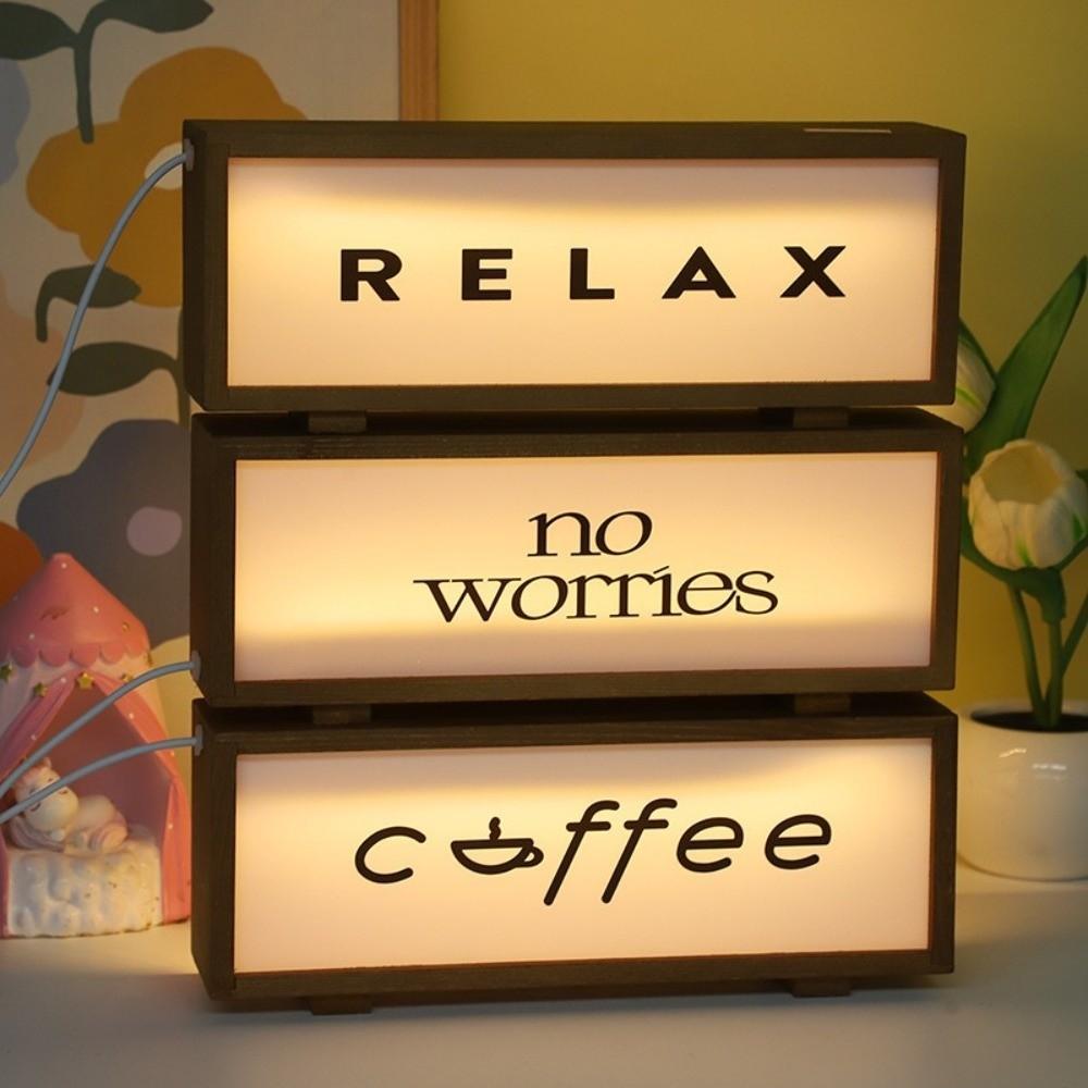 New LED Mood Desktop Light Coffee USB Night Light Wooden Atmosphere Light Birthday Gift