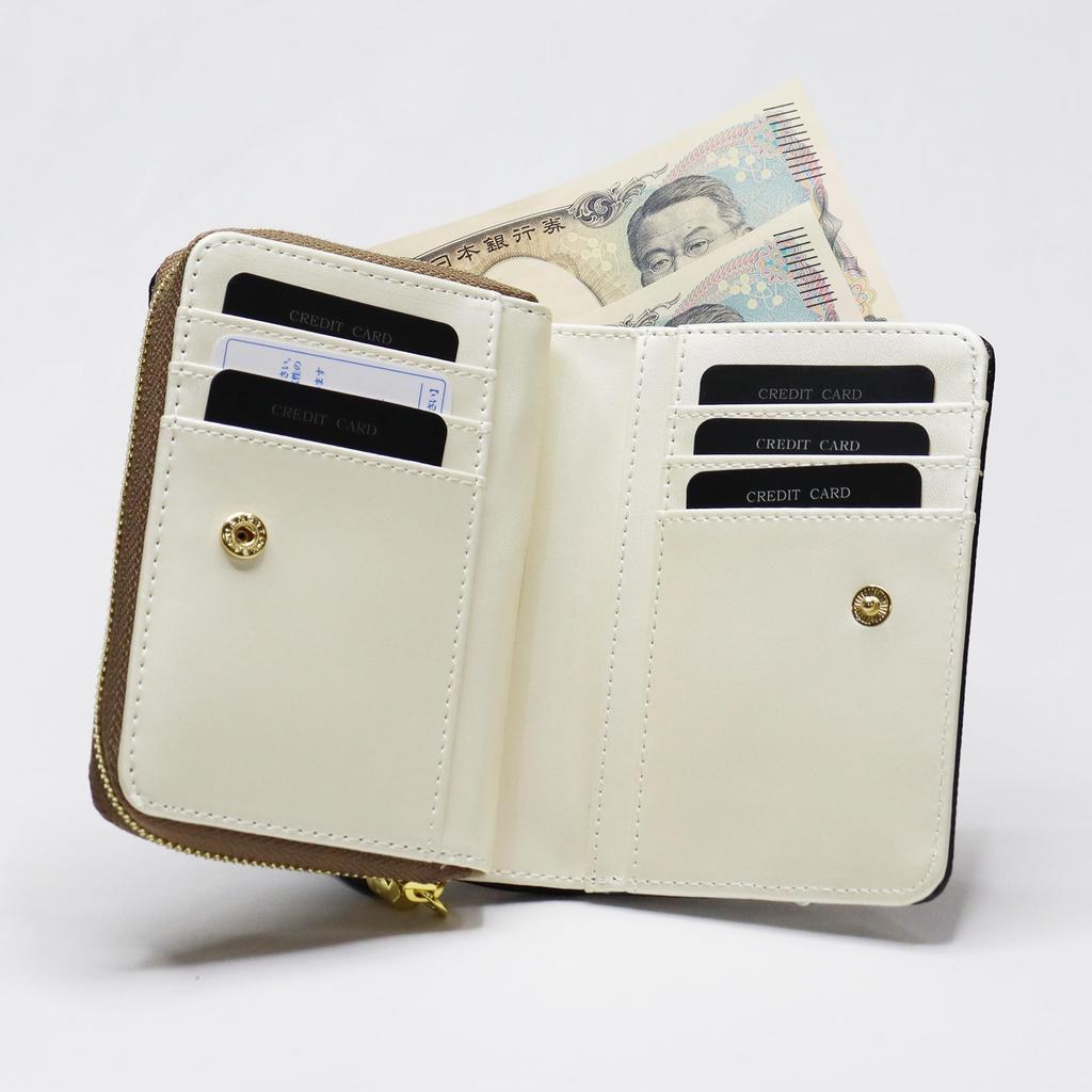 Snoopy Women's Bifold Wallet with Popular Character SNOOPY Brooch (Beige)