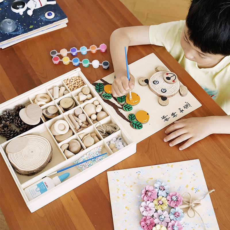 DIY Building Blocks Round Wooden Pieces Montessori Handmade Materials Small Scale Model Home Decorations New Year Festival Gift