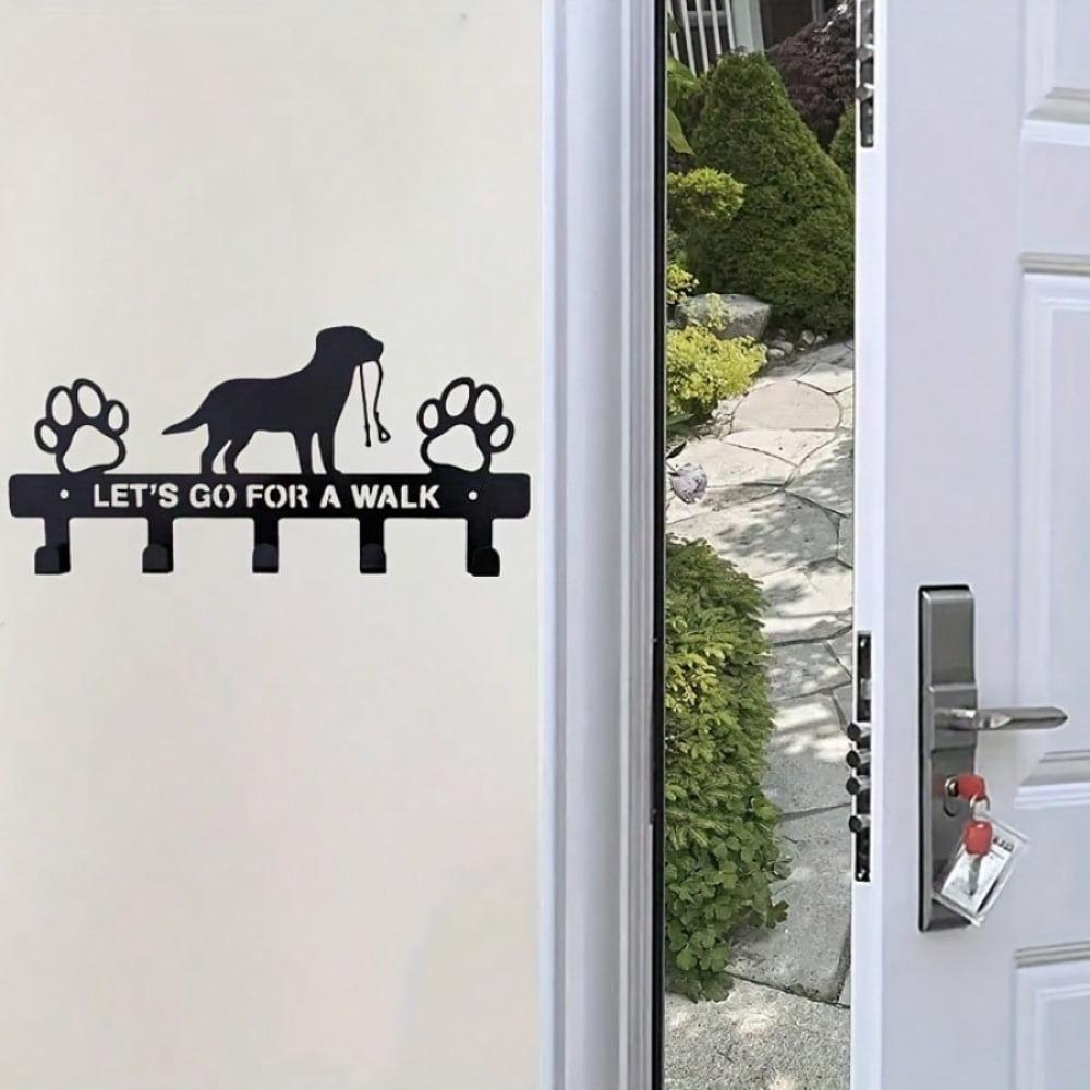 Metal Dog Key Holder Wall Mount Coat Hat Rack Garage Door Decor