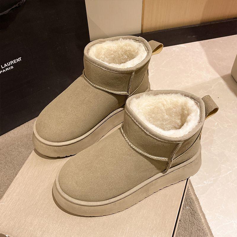 

Флисовые сноубутсы женские, зимние, на толстой подошве, новые, с интегрированным мехом, короткие, утепленные, нескользящие, хлопковые туфли 40 абрикосовый