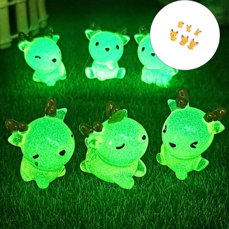 6Pcs Detailed Glowing In Dark Resins Deer Statue Handmade Decorative Figurine For Home Office Desk Bookshelves Decors