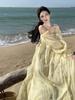 Elegant Long-Sleeved Tassel Macrame Vacation Dress