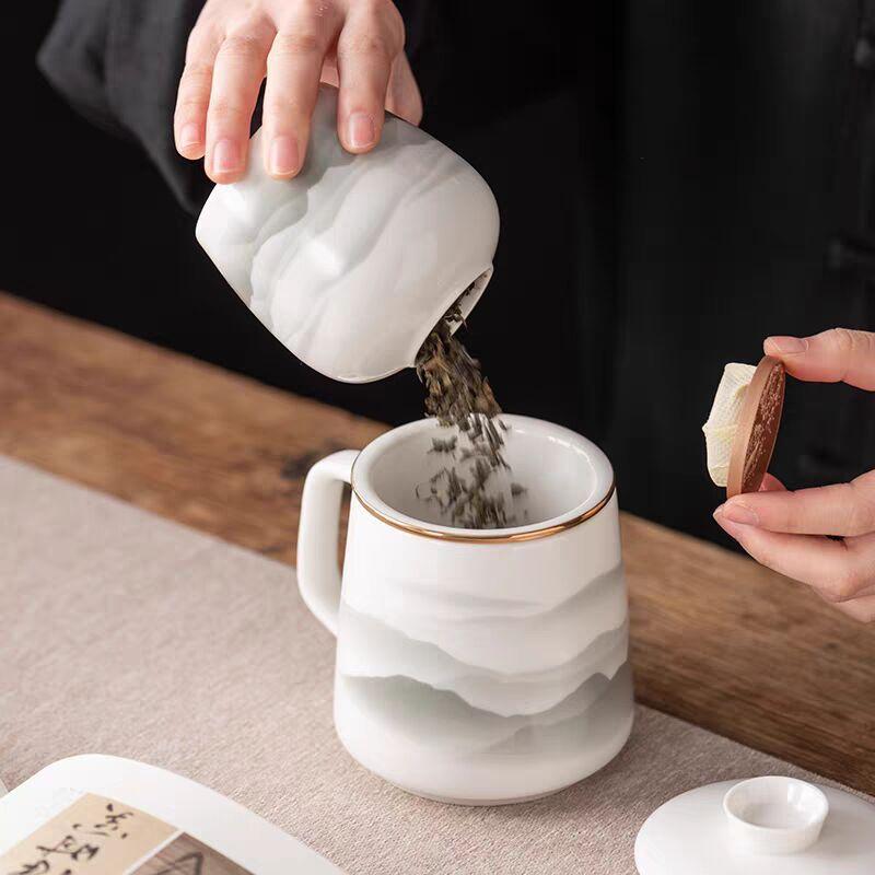 High-Value Tea Cup Ceramic Tea Separation Cup Personal Tea Cup Office Cup Gift Box