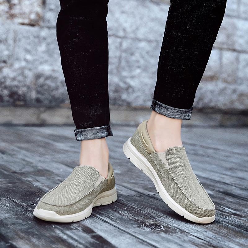 Men’s Outdoor Canvas Shoes Sneakers Driving Shoes Casual Slip On Wide Head Shoes for Farther Large Size