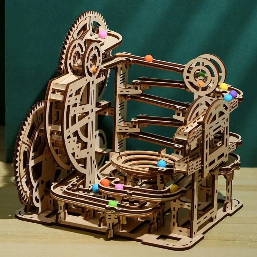 3d Wooden Puzzle Building Model Kits Marble Runs Mechanical Puzzles Self Assembly Toy STEAM Educational Toys for Kids Adult Gift