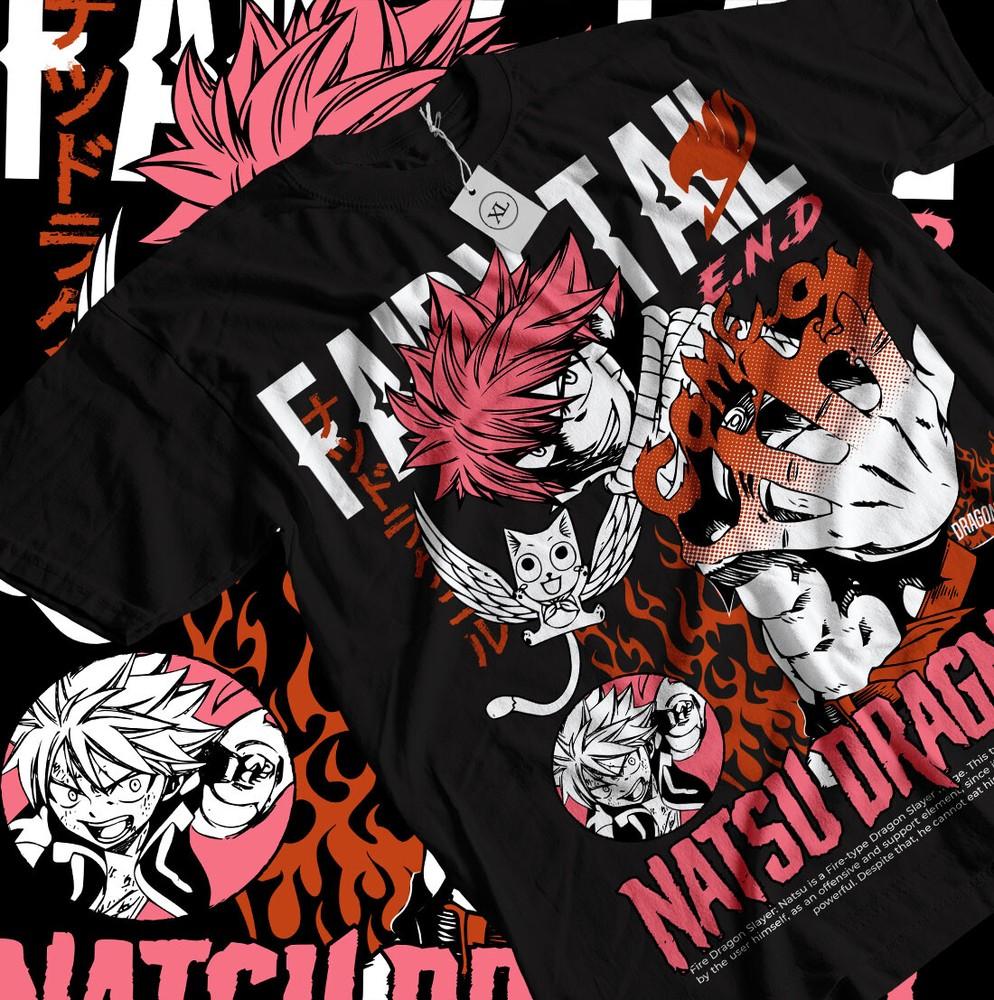Fairy Tail T-shirt Gray Fullbuster Natsu Dragneel Girl Anime Gift Shirt All Size Unisex T-Shirt M