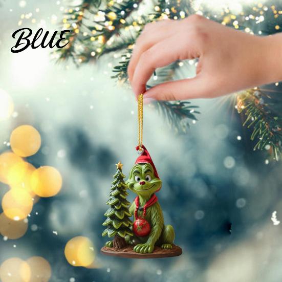 Acrylic Christmas Ornament Green Hair Elf Decoration Reusable Holiday Decor Xmas Tree Car Rearview Mirror Hanging Pendant Party Supplies Gift Durable