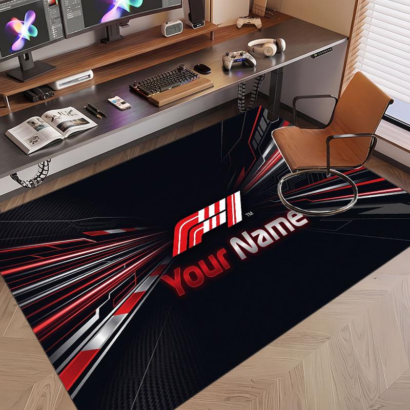 Custom Rug F1 Pattern Print Name Text Soft Non‑Slip Floor Carpet for Home Indoor Decoration