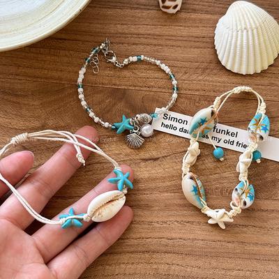 Seaside Travel Shell Starfish Bracelet Female Bohemian Creative Woven Conch Bracelet Holiday Wind Hand