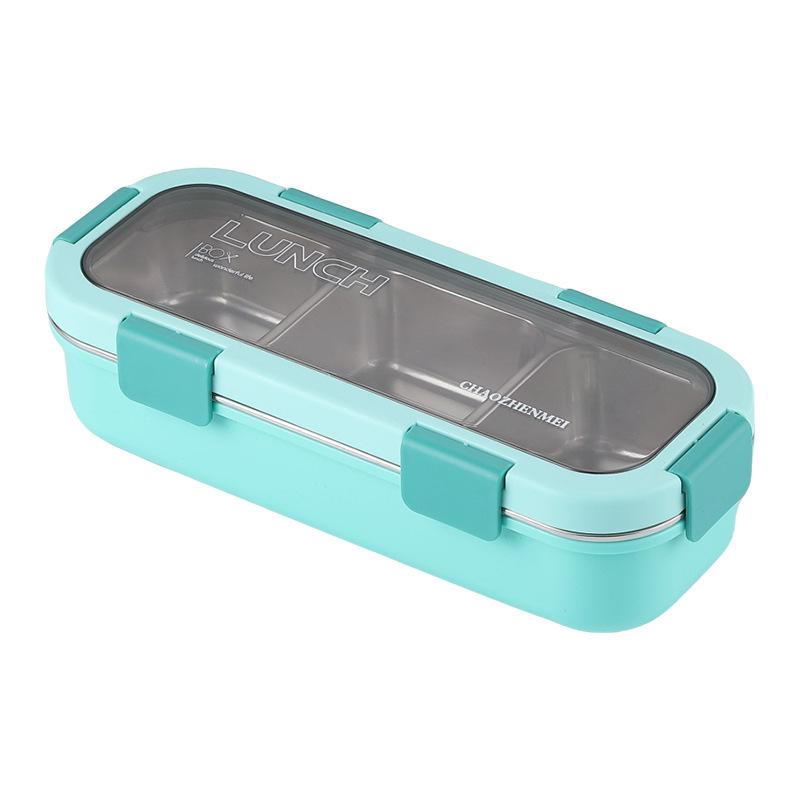 Simple Single-layer Lunch Box Microwave Heating Plastic Sealed Bento Portable Set Cutlery School Office Food Storage Container