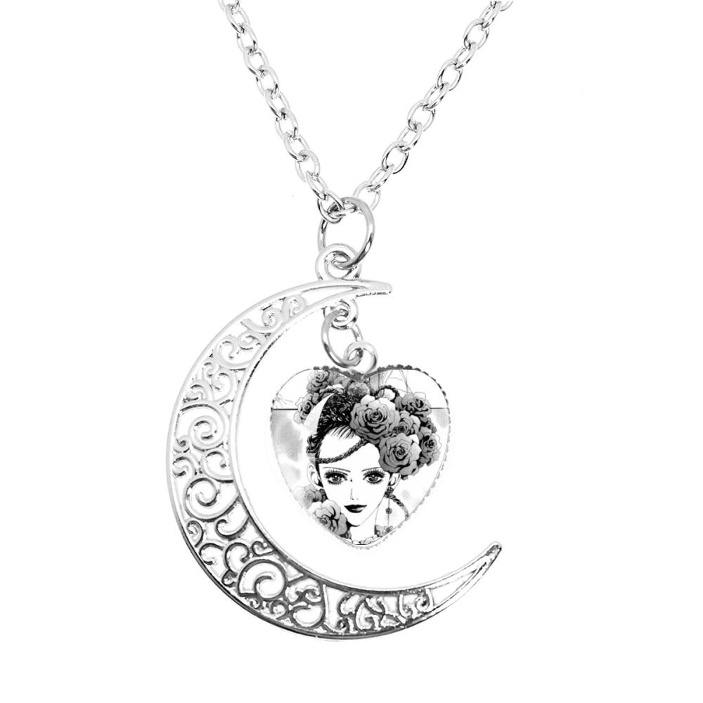 Anime Paradise Kiss Yukari Hayasaka Miwako Sakurada The Moon Necklace Glass Heart Shape Pendant Necklace Jewelry Charm Fans Gift