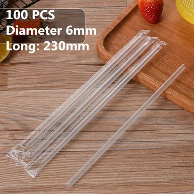 100pc/lot 1.2 cm big Disposable bubble tea straw milk tea milk juice plastic transparent 19/23cm Tea Fruit Drink Straws