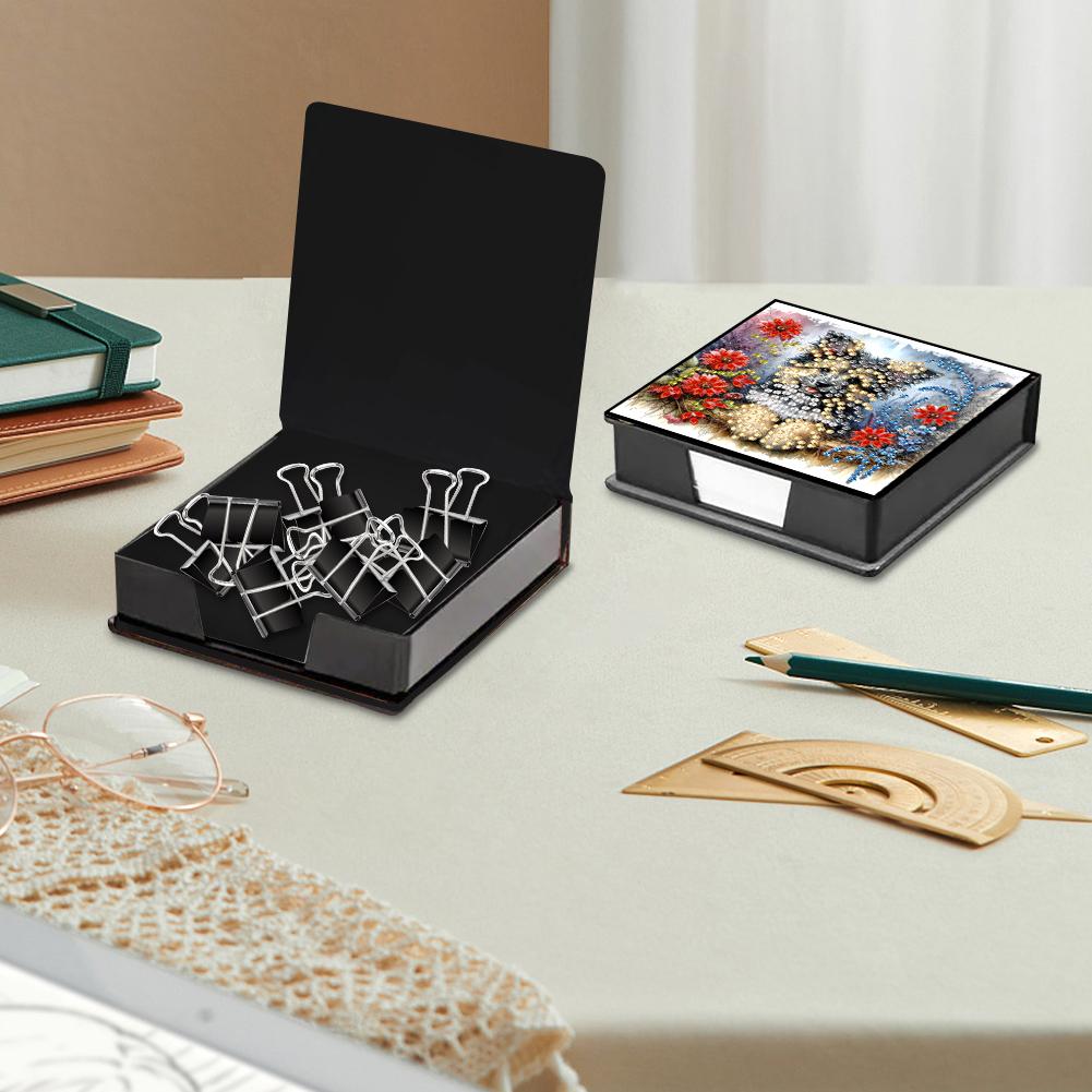 PU Animals & Flowers Diamond Painting Notecard Box Gem Art Sticky Note Holder Rhinestones Post It Dispenser for Home Office