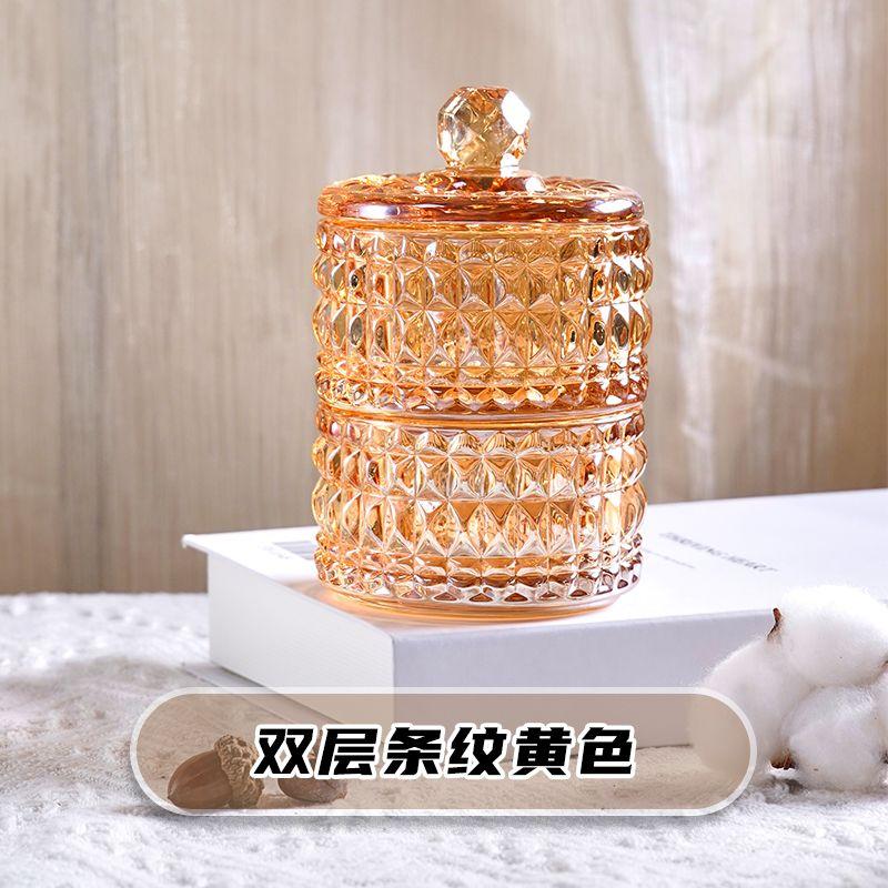 European Creative Luxury Crystal Glass Candy Jar with Lid Dried Fruit Jar Jewelry Storage Box Home Decoration Storage Jar
