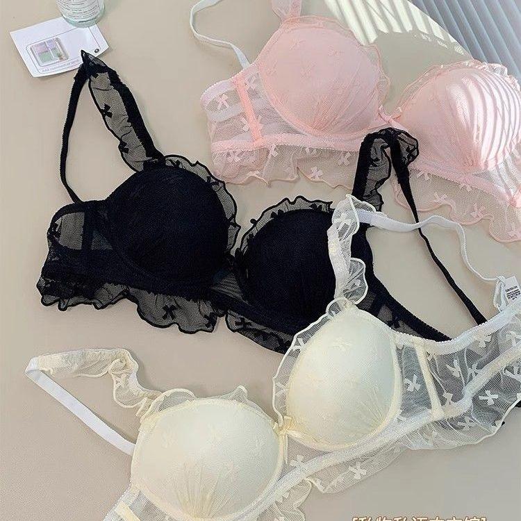 Fragrant love butterfly, underwear women's small breasts thin sexy gathering no steel ring anti-sagging girl lace bra cover