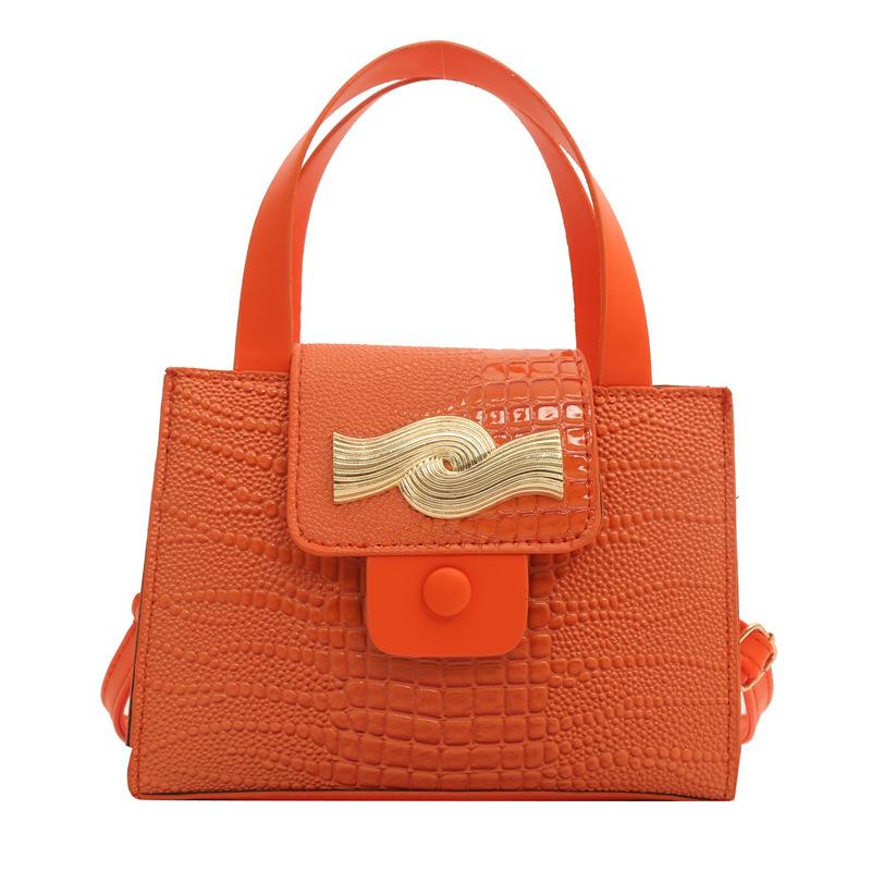 

Жіноча сумочка з текстурою крокодила, весна 2024, нова корейська версія в ретро іноземному стилі, дизайн через плече, сумка-мессенджер помаранчевий