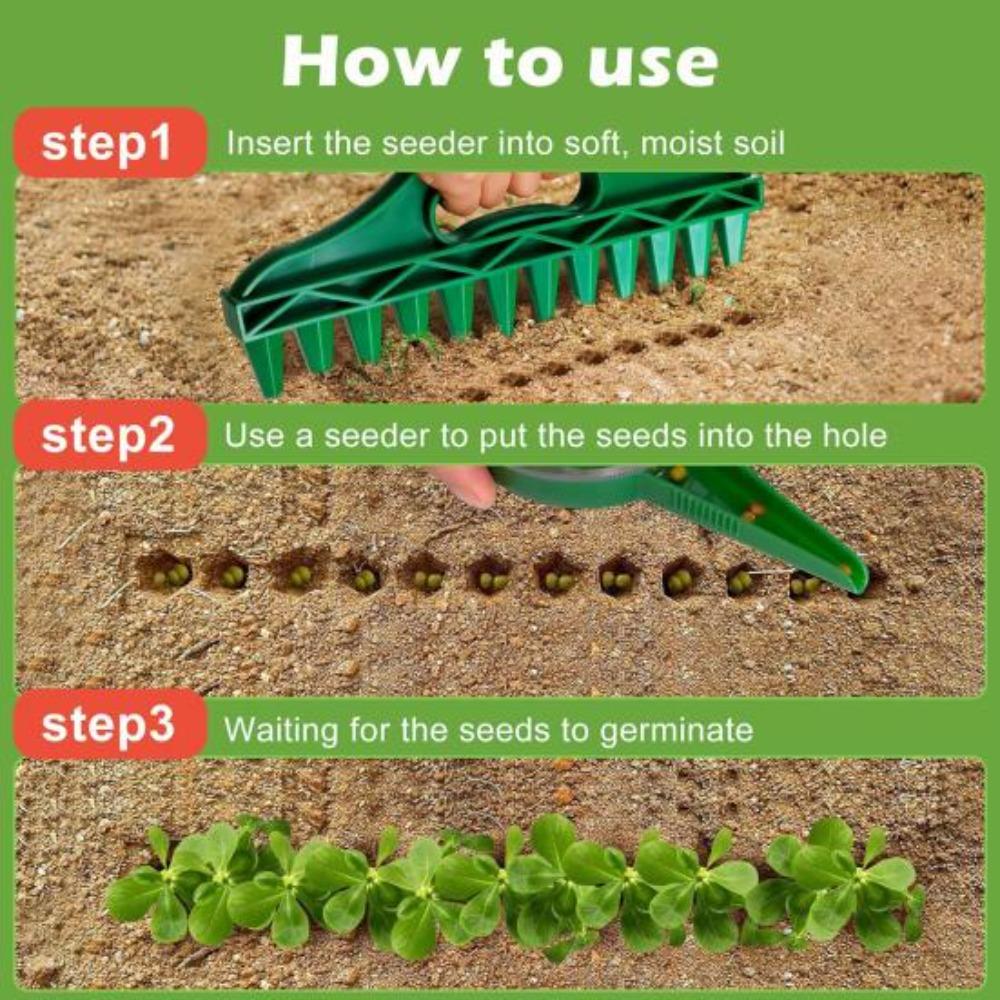 Seeds Spreader Seed in Gardening Dibbler Manual 12 Hole Soil Digger Portable Seeds Spacer Soil Puncher for Planting Seeds Soil Loosening