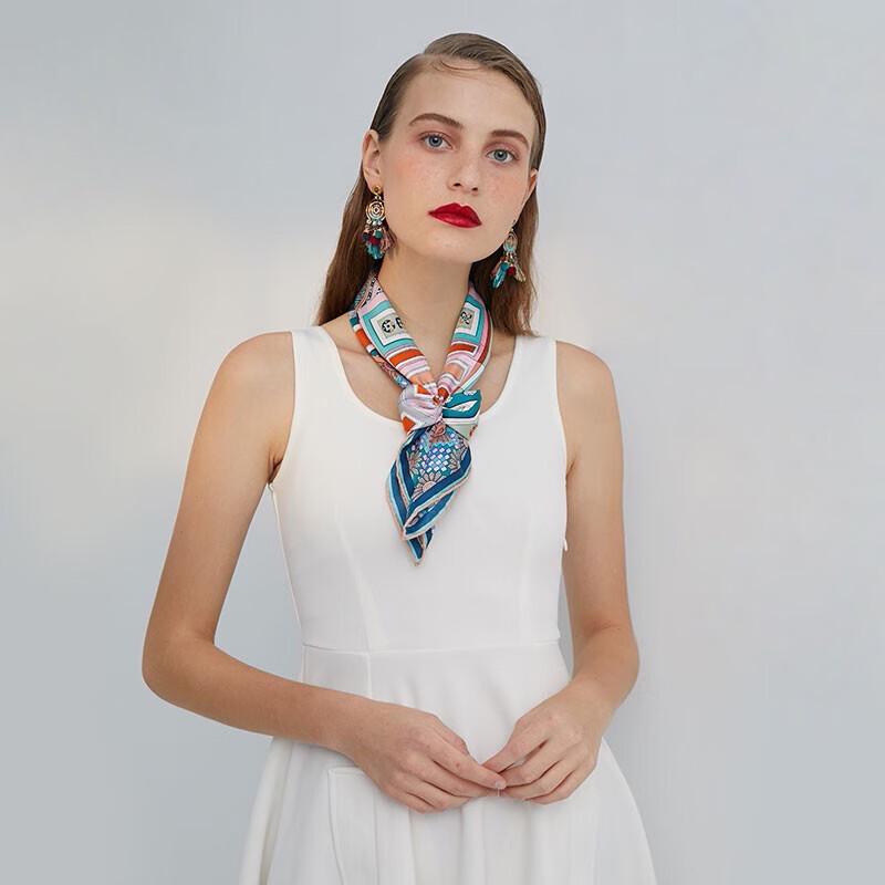 Aurora Mulberry Silk Architectural Print Square Scarf