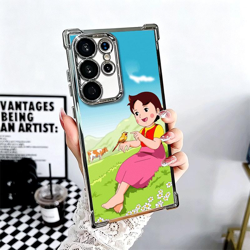 

Heidi Cartoon Cute Plating Phone Case For Samsung Galaxy S24 S25 FE S26 Edge S23 Ultra S22 S21 Plus S20 Anti-Fall Airabag Cover Samsung S25 FE