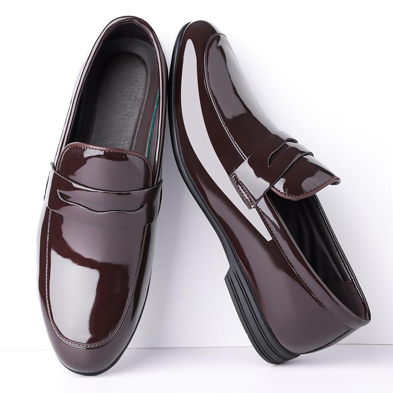 Bright Leather Lacquered Men's Spring New Korean Version of Casual Small Leather Shoes for Men's British Versatile One-pedal Lazy Shoes for Men
