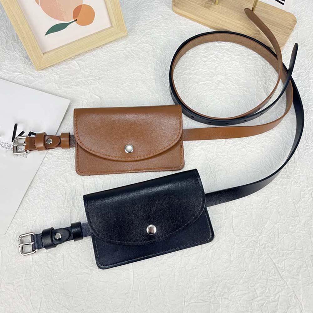 2 in 1 Waist Belt With Bag Flap PU Leather Coin Purse Fashion Waistband Waist Bag  Daily