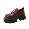 Mocassins à semelle plateforme, les petites personnes gagnent 7 cm en hauteur, petites chaussures en cuir, chaussures pour femmes, chaussures simples muffin rétro à velcro