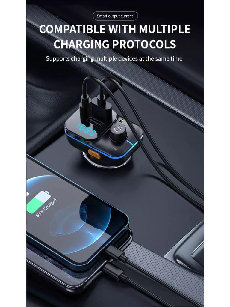 Colorful C24 Bluetooth Car MP3 Player with Dual USB Type-C Charger & FM Transmitter