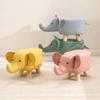 Solid Wood Stool Cartoon Animal Elephant Stool Home Living Room Fashionable Creative Durable Leather Footstool Home Decoration