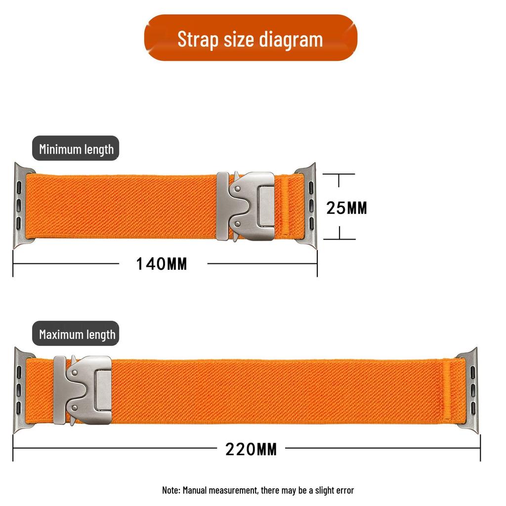 Cross-Border Compatible Elastic Nylon Band for Apple Watch (Series 1-9) with Parachute Buckle.