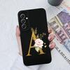 Phone Case For Samsung Galaxy A34 A33 A32 Elegant Rose Letter Soft Liquid Silicone Sqare Back Cover For Samsung A 34 33 32 Shell