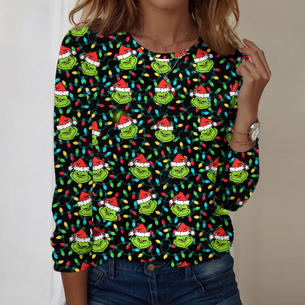 Košile s dlouhým rukávem pro ženy Roztomilý potisk Grafika Trička Halenky Běžné Velikosti Zásadní topy Pulovr