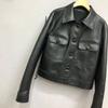 European Cropped Leather Jacket Women's Motorcycle PU Leather Short Korean Loose Workwear Hong Kong Wind Jacket