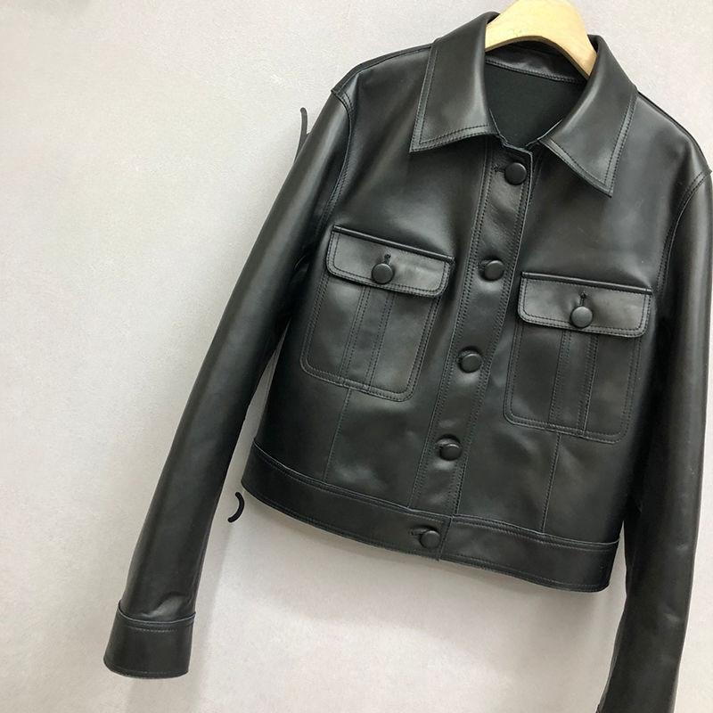 European Cropped Leather Jacket Women's Motorcycle PU Leather Short Korean Loose Workwear Hong Kong Wind Jacket