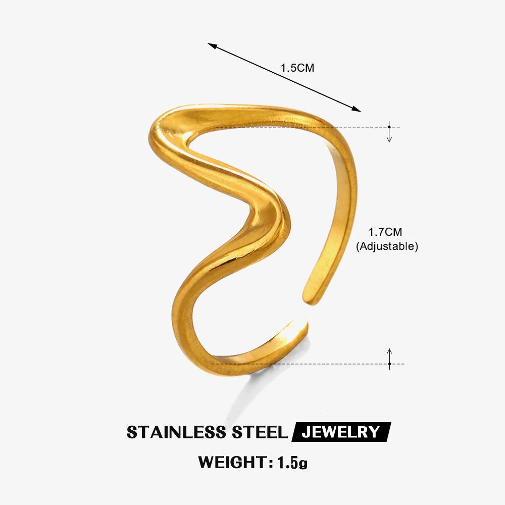2025 New 18K Gold Plated Stainless Steel Metal Rings for Women Irregular Trendy Designer Aesthetic Jewelry Waterproof Men's Ring