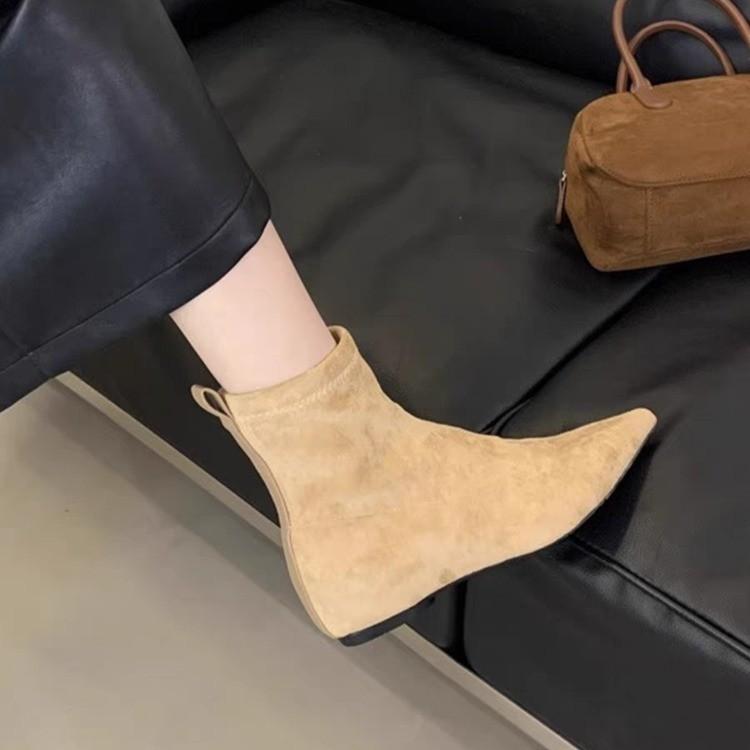 Vintage Flats Women Elastic Slim Sock Boots Ladies Elegant Mordern Short Botas Autumn Zapatos De Mujer 2025