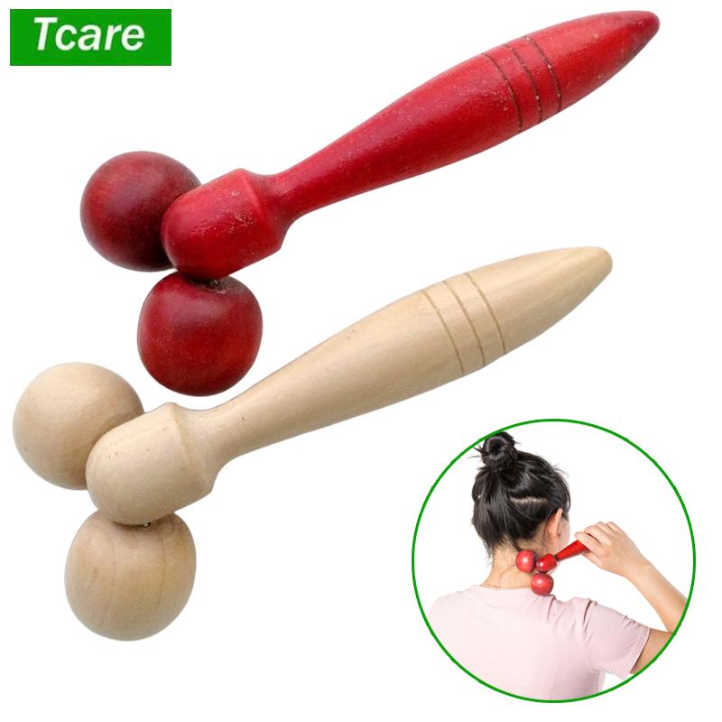 Tcare Wooden Massage Roller for Body Reflexology Acupuncture Therapy Lymphatic Drainage Face Lift Shiatsu Thai Meridians Scrap