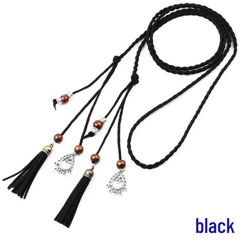 

Классический богемный веревочный пояс на талию с цепочкой-бантом для женщин