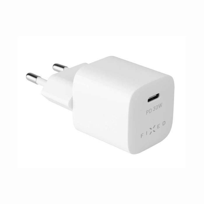 Chargeur réseau FIXED Mini avec sortie USB-C et support PD, 30W, blanc