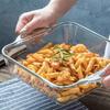 Heat-Resistant Square Glass Baking Pan for Microwave & Oven - Transparent Dish for Home Baking, Rice, and Steamed Fish.