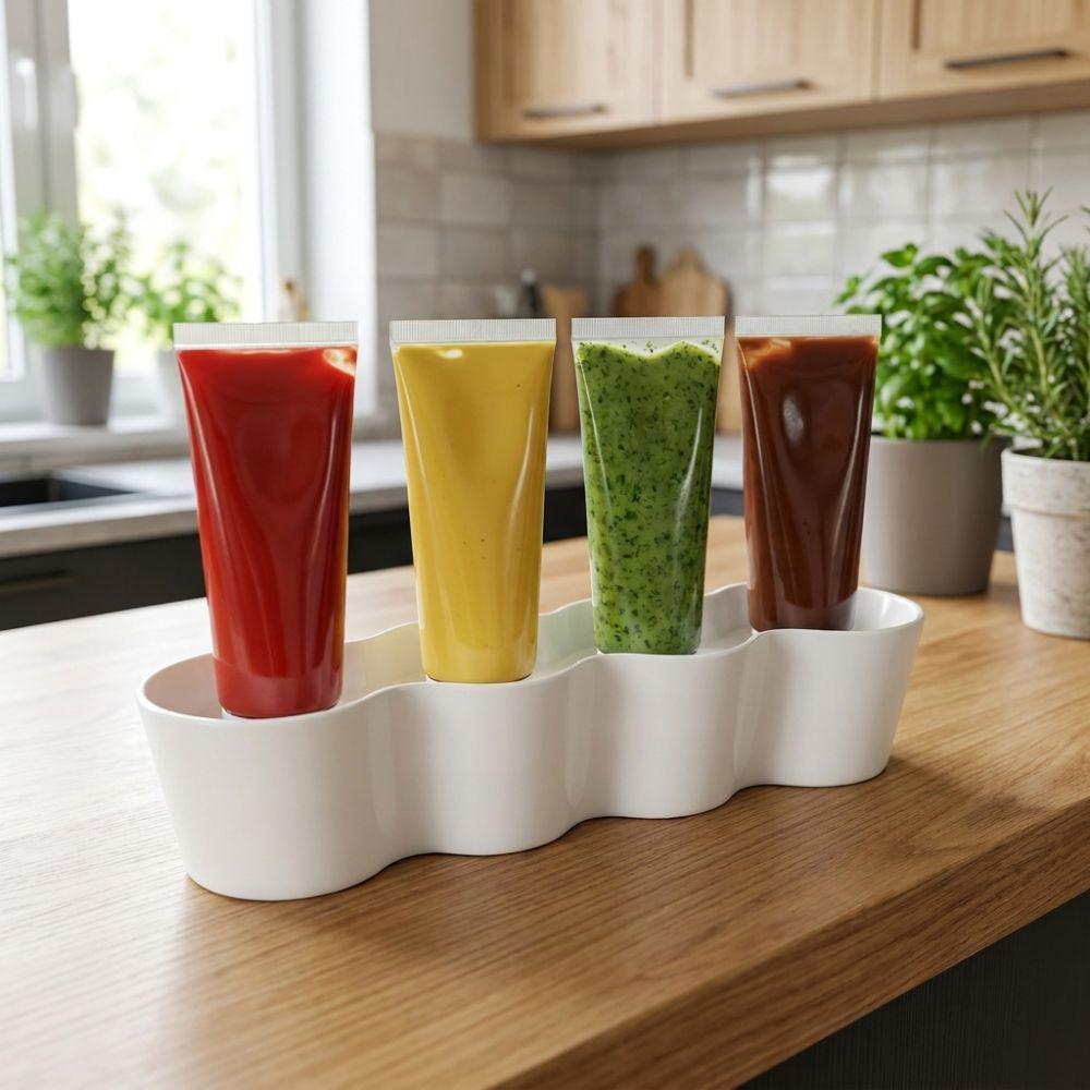 3D Printing Sauce Tube Storage Holder Wave Shaped Ketchup Tube Fixing Shelves  Refrigerator Storage
