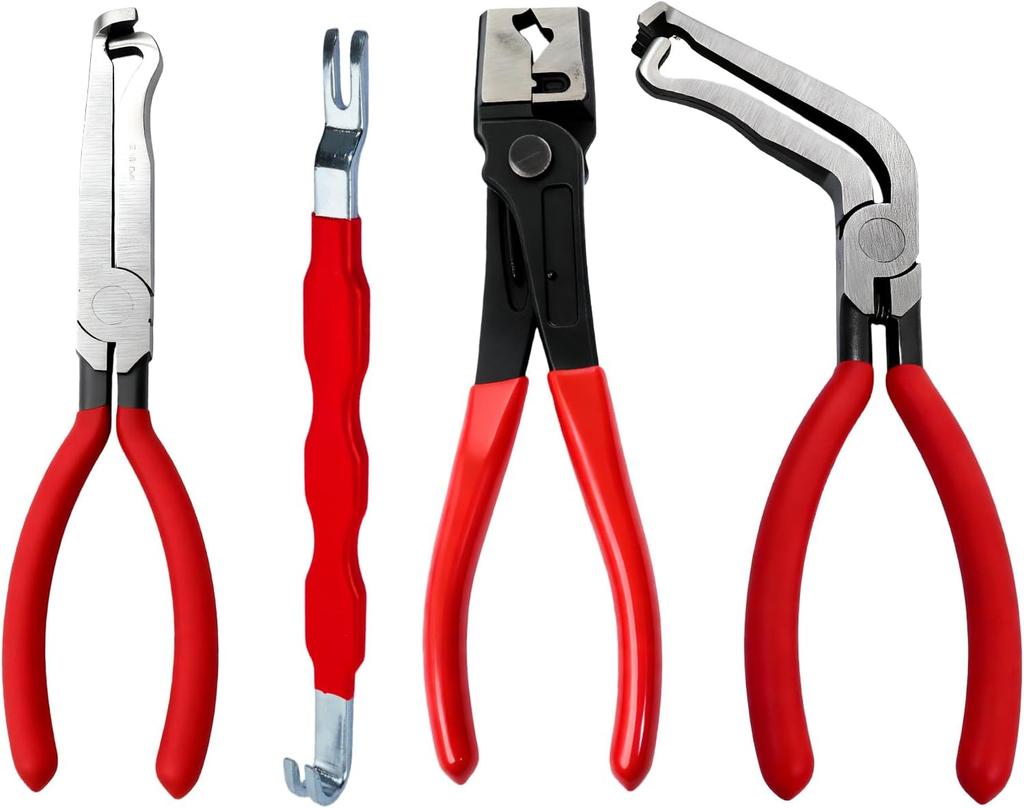 Electrical Disconnect Pliers, 4-Pack Automotive Tools, Fuel Line Clip Remover, Ignition Coil Plier, Red